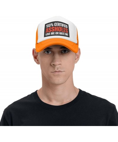 100% Certified Assholes Loves Me Or Hate-Me Mesh Cap Trucker Hat Baseball Cap Orange $10.33 Baseball Caps