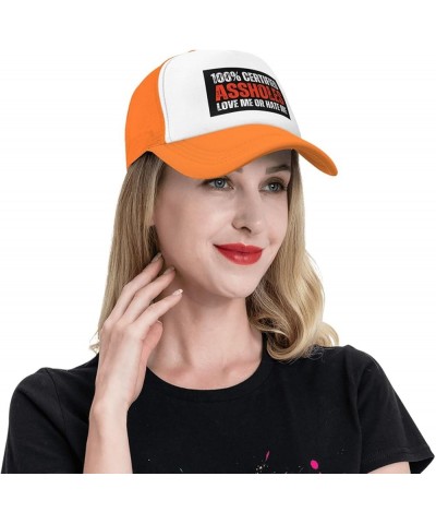 100% Certified Assholes Loves Me Or Hate-Me Mesh Cap Trucker Hat Baseball Cap Orange $10.33 Baseball Caps