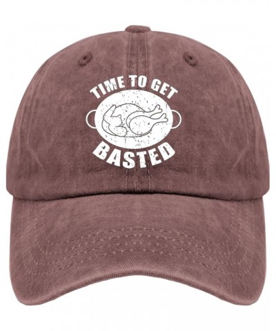 Time to Get Basted Baseball Cap Mens Trucker Hat Pigment Black Womens Bucket Hat Gifts for Women Baseball Cap Wine Red $9.68 ...