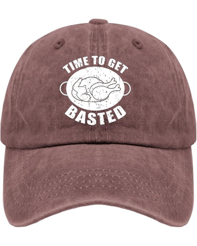 Time to Get Basted Baseball Cap Mens Trucker Hat Pigment Black Womens Bucket Hat Gifts for Women Baseball Cap Wine Red $9.68 ...