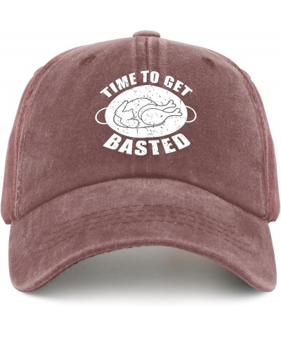 Time to Get Basted Baseball Cap Mens Trucker Hat Pigment Black Womens Bucket Hat Gifts for Women Baseball Cap Wine Red $9.68 ...