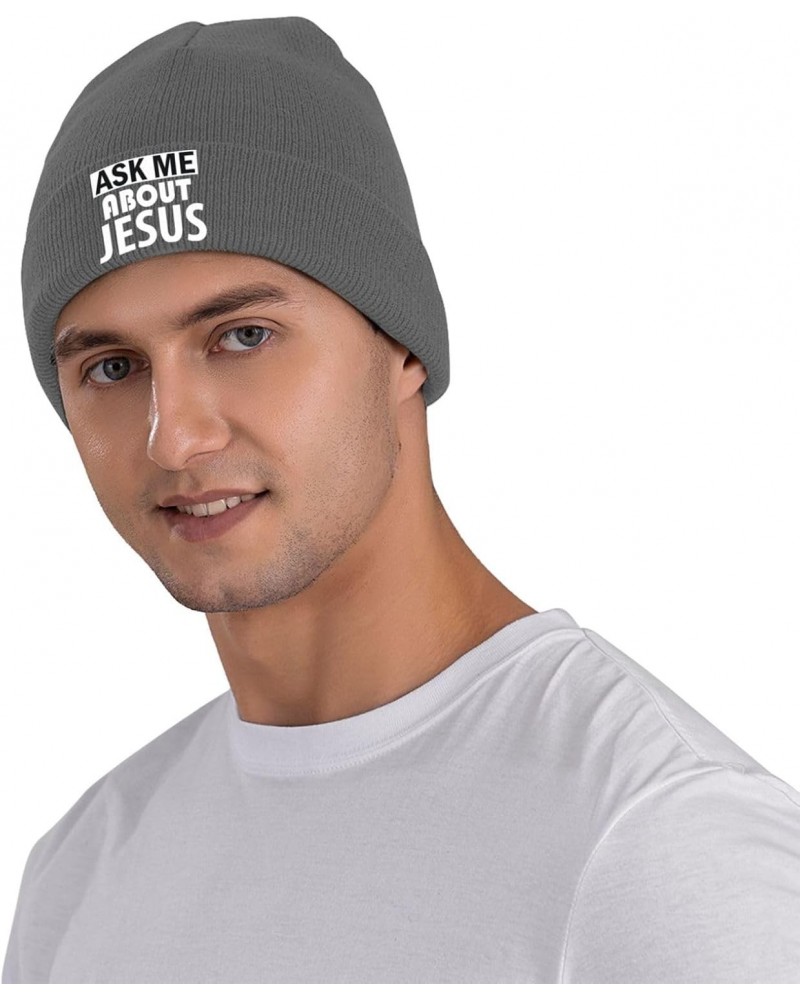 Ask Me About Jesus Fashionable Knitted Hats Cozy Elegance for Men Women4 Deep Heather $12.47 Skullies & Beanies