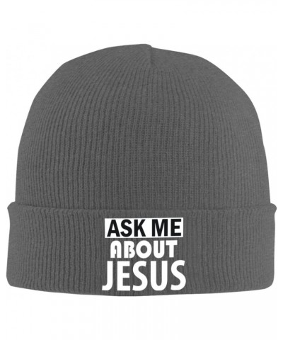 Ask Me About Jesus Fashionable Knitted Hats Cozy Elegance for Men Women4 Deep Heather $12.47 Skullies & Beanies