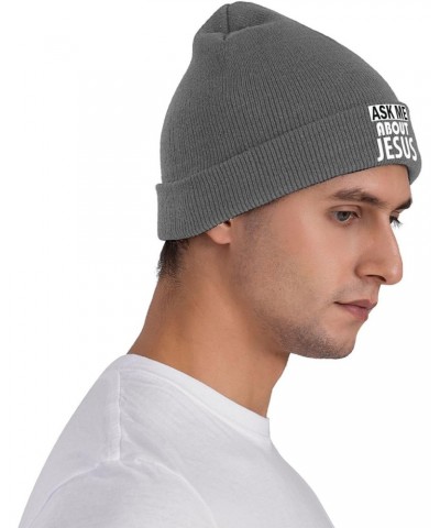 Ask Me About Jesus Fashionable Knitted Hats Cozy Elegance for Men Women4 Deep Heather $12.47 Skullies & Beanies