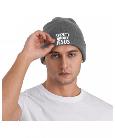 Ask Me About Jesus Fashionable Knitted Hats Cozy Elegance for Men Women4 Deep Heather $12.47 Skullies & Beanies