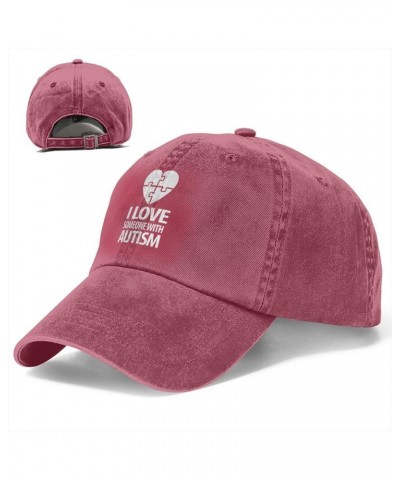 Autism Awareness I Love Someone with Autism Denim Trucker Hat Baseball Cap for Men Or Women Cowboy Black Red $20.04 Cowboy Hats