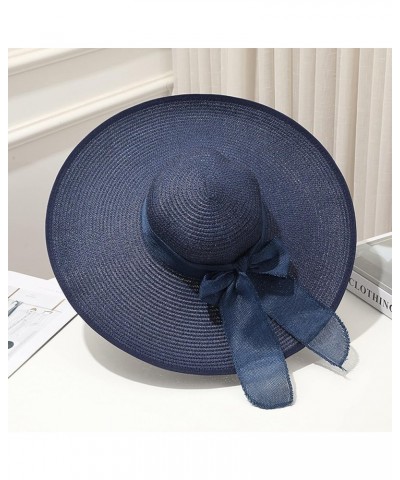 Foldable Wide Brim Floppy Beach Sun Hat for Women Girls,Summer Cap with Bowknot Independence Day Gifts Birthday Navy $6.43 Su...