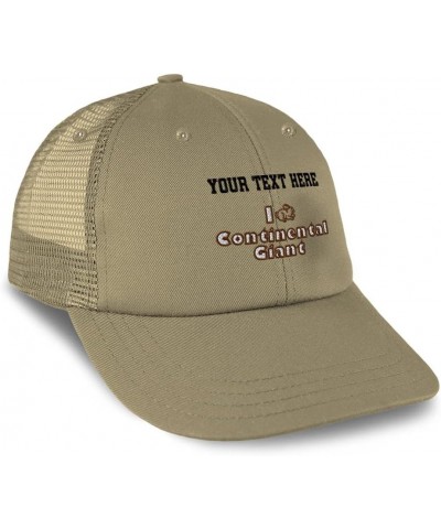 Custom Custom Trucker Hat Baseball Cap I Rabbit Continental Giant Breed Bunny Dad Hats for Men & Women Khaki Personalized Tex...