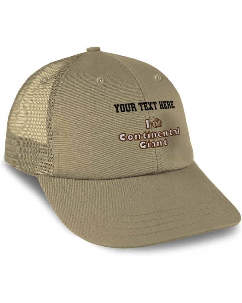 Custom Custom Trucker Hat Baseball Cap I Rabbit Continental Giant Breed Bunny Dad Hats for Men & Women Khaki Personalized Tex...