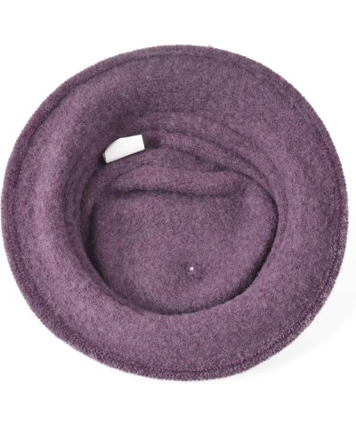 Vintage Women Floral Wool Dress Cloche Winter Hat 1920s C020-d-purple $14.74 Fedoras