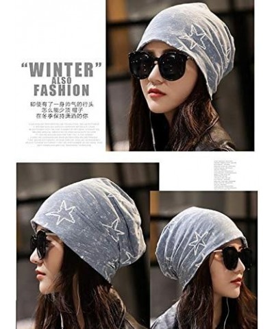 Rebecca Women Men Beanie Hats Stylish Hip-hop Hat Soft Stretch Velvet Slouchy Skull Cap Star Light Blue $8.75 Skullies & Beanies