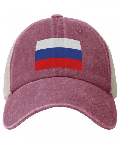 Russian Flag Russia Flag Cowboy Hat Vintage Mesh Baseball Cap Women Trucker Hat Men Dad Hat Snapback Hat Black Red $12.18 Bas...