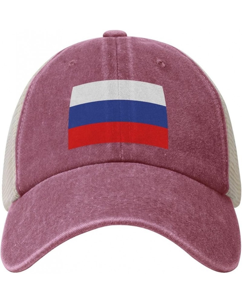 Russian Flag Russia Flag Cowboy Hat Vintage Mesh Baseball Cap Women Trucker Hat Men Dad Hat Snapback Hat Black Red $12.18 Bas...