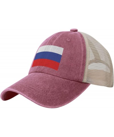 Russian Flag Russia Flag Cowboy Hat Vintage Mesh Baseball Cap Women Trucker Hat Men Dad Hat Snapback Hat Black Red $12.18 Bas...