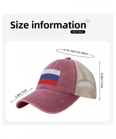 Russian Flag Russia Flag Cowboy Hat Vintage Mesh Baseball Cap Women Trucker Hat Men Dad Hat Snapback Hat Black Red $12.18 Bas...