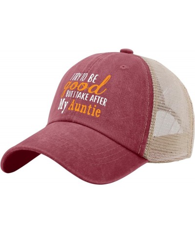 I Try to be Good but i take After My Auntie Golf hat Youth Golf hat AllBlack Hats for Men Baseball Cap Gifts for Wine Red02 $...