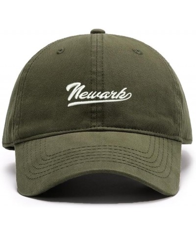 Men's Baseball Caps Embroidered Newark City - NJ Washed Cotton Vintage Caps Green $13.35 Baseball Caps