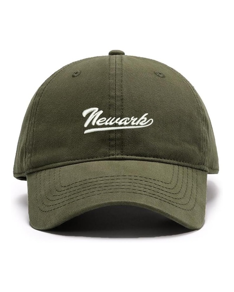 Men's Baseball Caps Embroidered Newark City - NJ Washed Cotton Vintage Caps Green $13.35 Baseball Caps