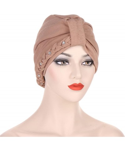 African Women Turbans Cap for Women Sleeping Headwraps Pre-Tied Hair Cover Wrap Stretch Turban Headwrap Khaki $7.01 Skullies ...