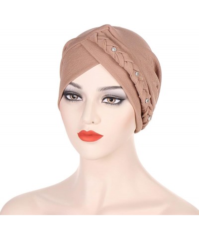 African Women Turbans Cap for Women Sleeping Headwraps Pre-Tied Hair Cover Wrap Stretch Turban Headwrap Khaki $7.01 Skullies ...