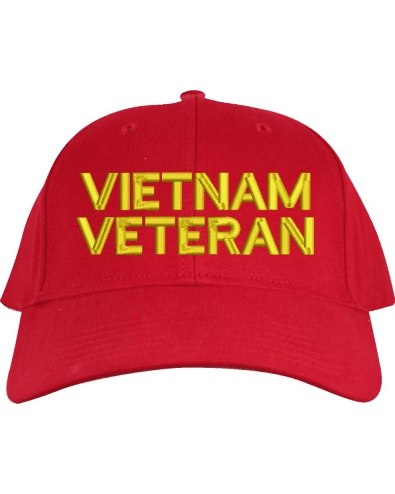 Vietnam Veteran Text Only USA Cotton Twill Cap Red $22.47 Baseball Caps