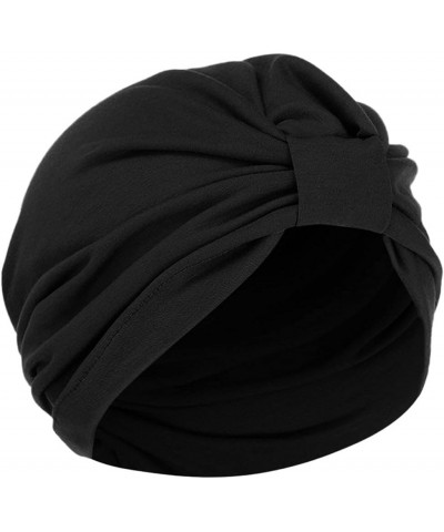 African Knot Headwraps Stretch Turban Hats for Women Soft Pre Tied Bonnet Hair wrap Pretied for Black Women Black $6.36 Skull...