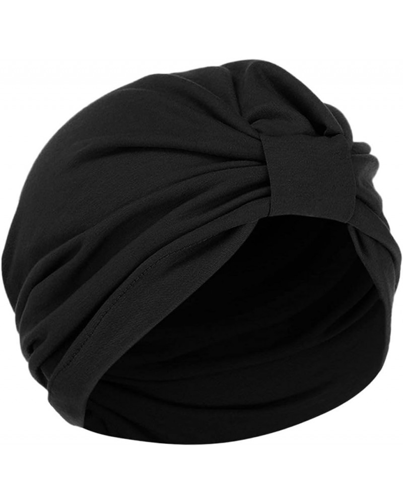 African Knot Headwraps Stretch Turban Hats for Women Soft Pre Tied Bonnet Hair wrap Pretied for Black Women Black $6.36 Skull...