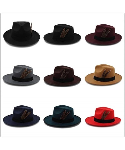 Unisex Fashion Felt Hat Wide Brimmed Jazz Hat Men's Manhattan Hat Black One Size $14.10 Fedoras