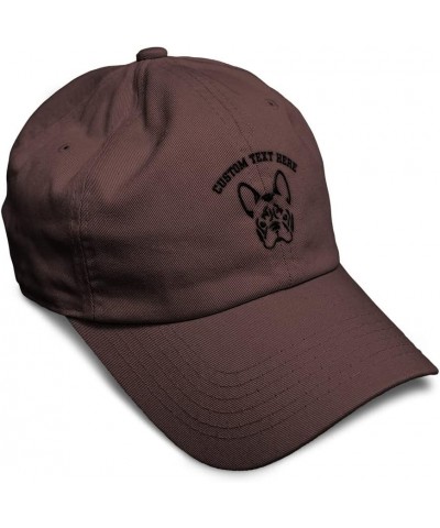 Custom Soft Baseball Cap French Bulldog Silhouette Embroidery Dogs Twill Cotton Dad Hats for Men & Women Brown Personalized T...