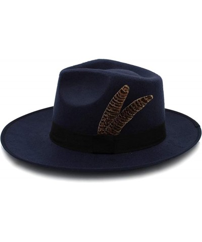 Unisex Fashion Felt Hat Wide Brimmed Jazz Hat Men's Manhattan Hat Black One Size $14.10 Fedoras