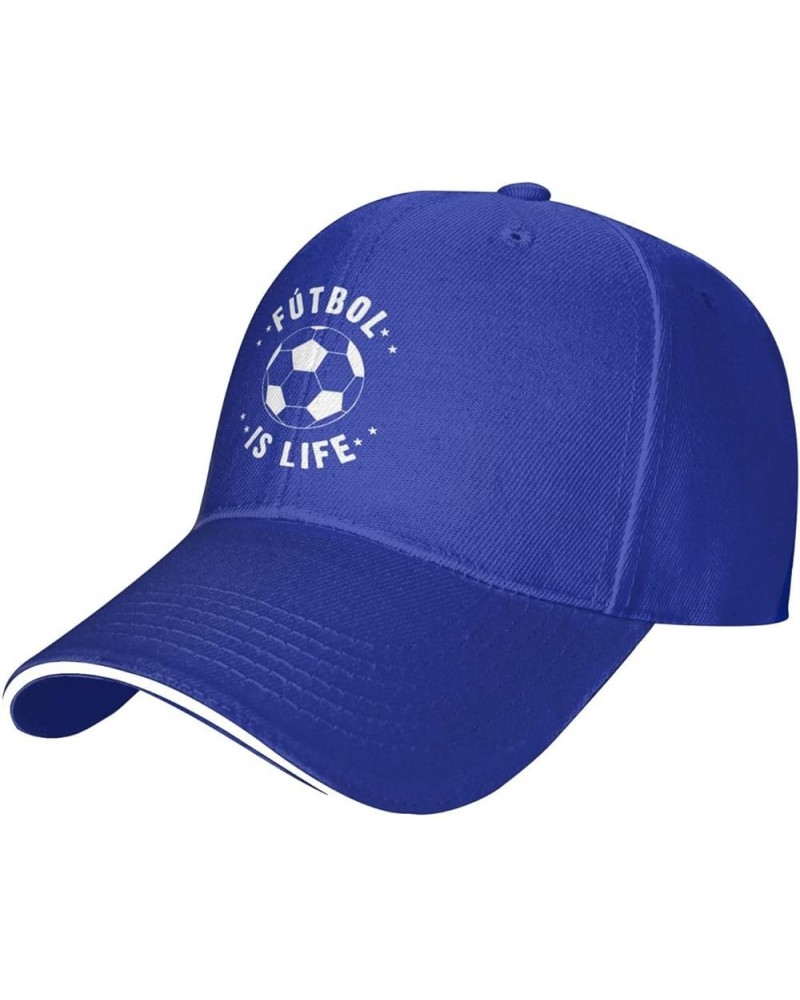 Futbol is My Life Hat Black Trucker Hats Men Women Adjustable Curved Brim Sandwich Baseball Cap Blue $10.62 Baseball Caps