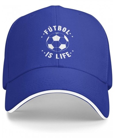 Futbol is My Life Hat Black Trucker Hats Men Women Adjustable Curved Brim Sandwich Baseball Cap Blue $10.62 Baseball Caps