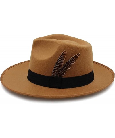 Unisex Fashion Felt Hat Wide Brimmed Jazz Hat Men's Manhattan Hat Black One Size $14.10 Fedoras