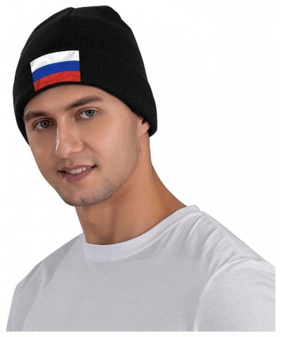 Russia Flag Crafted Comfort Premium Yarn Beanies for All Seasons Black $13.38 Skullies & Beanies