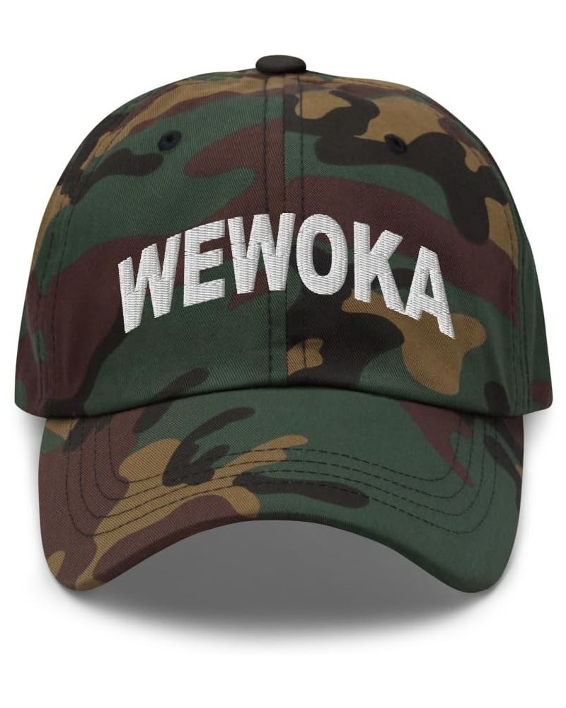 Wewoka Oklahoma Hat Wewoka Cap Embroidered Dad Hat Adjustable Strap Closure Unisex Green Camo $23.99 Baseball Caps