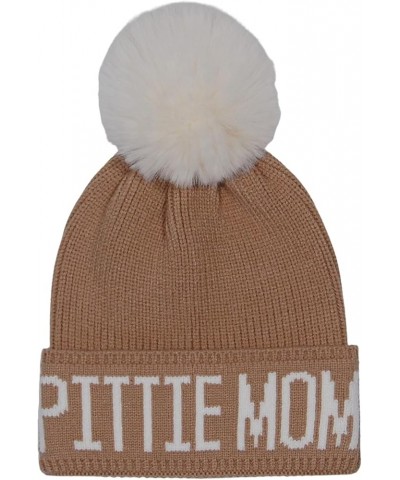 Dog Mom Dog Dad Knit Hat Beanie Touqe Pittie Mom Brown White $11.95 Skullies & Beanies