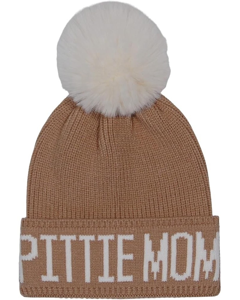 Dog Mom Dog Dad Knit Hat Beanie Touqe Pittie Mom Brown White $11.95 Skullies & Beanies