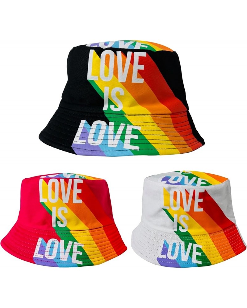 New! Pride Unisex Bucket Hat Reversible Double-Side-Wear Packable for Travel, Outdoors, and Beach 3pc Love is Love Cotton Ble...