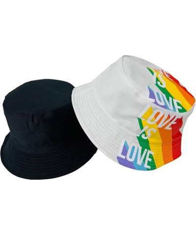 New! Pride Unisex Bucket Hat Reversible Double-Side-Wear Packable for Travel, Outdoors, and Beach 3pc Love is Love Cotton Ble...