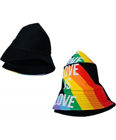 New! Pride Unisex Bucket Hat Reversible Double-Side-Wear Packable for Travel, Outdoors, and Beach 3pc Love is Love Cotton Ble...