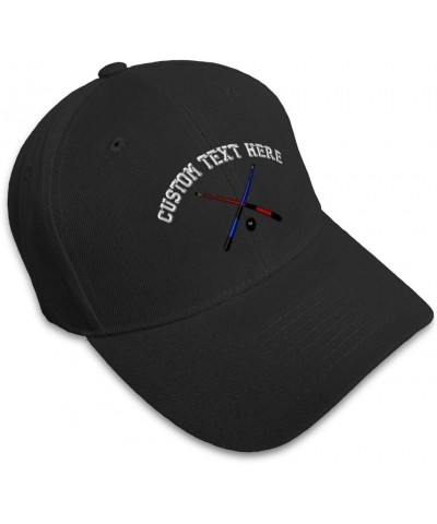 Custom Baseball Cap Billiards Pool Crossed Cues Embroidery Billiards Acrylic Black Personalized Text Here $14.49 Baseball Caps