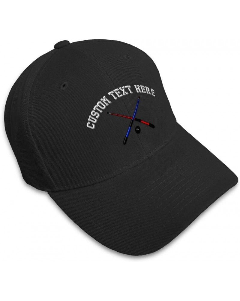 Custom Baseball Cap Billiards Pool Crossed Cues Embroidery Billiards Acrylic Black Personalized Text Here $14.49 Baseball Caps