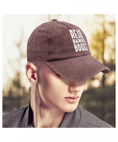 Mens Baseball Hats Gym Hat for Women's Fashionable Hat Adjustable Read Banned Books Baseball Cap Men Wine Red $11.78 Sun Hats