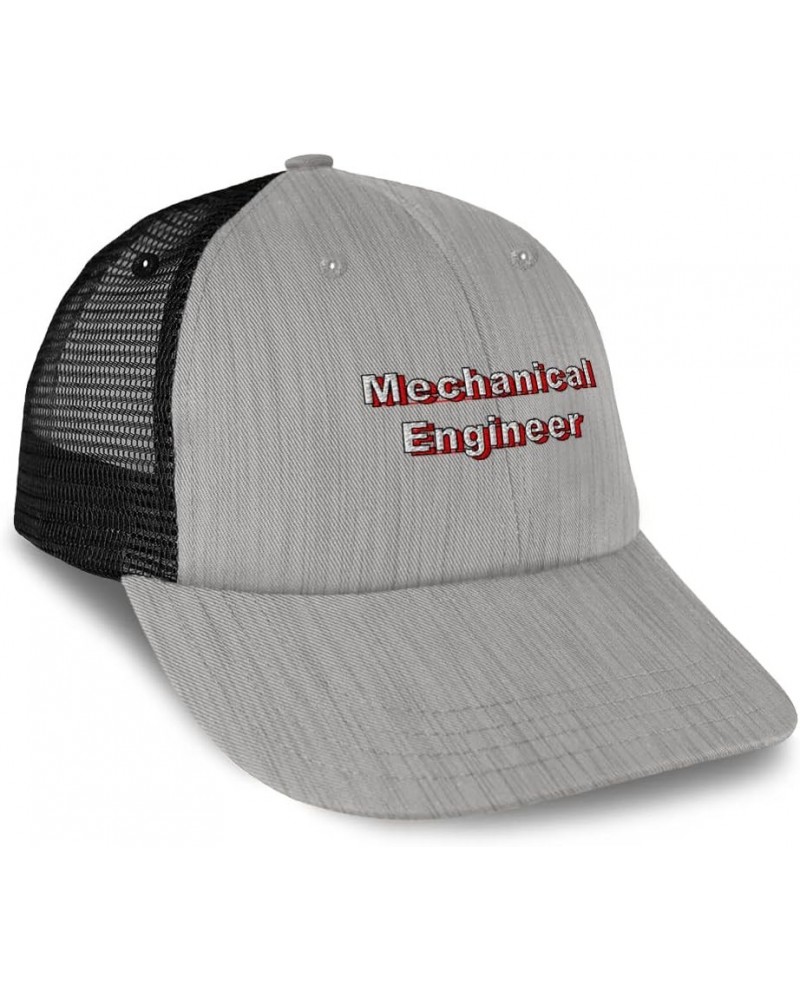 Custom Trucker Hat Baseball Cap Mechanical Engineer Engineering Cotton Science Dad Hats for Men & Women Heather Gray Black De...