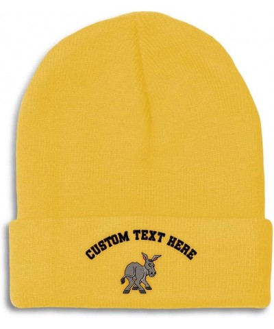 Beanies for Men Funny Donkey Embroidery Winter Hats for Women Acrylic Skull Cap 1 Size Yellow Personalized Text Here $15.02 S...