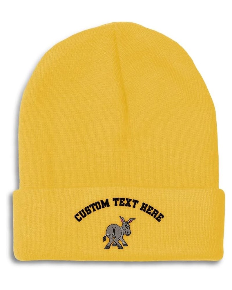 Beanies for Men Funny Donkey Embroidery Winter Hats for Women Acrylic Skull Cap 1 Size Yellow Personalized Text Here $15.02 S...