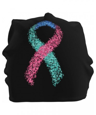 Thyroid Cancer Awareness Ribbon Chic & Cozy: Stylish Beanie Hats for Winter Comfort Black $11.19 Skullies & Beanies