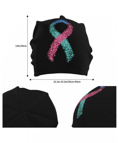 Thyroid Cancer Awareness Ribbon Chic & Cozy: Stylish Beanie Hats for Winter Comfort Black $11.19 Skullies & Beanies