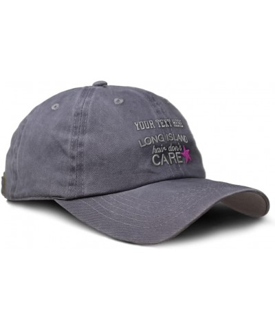 Custom Soft Washed Baseball Cap Long Island Hair Don't Care Style B Love Cotton Grey Personalized Text Here $17.09 Baseball Caps