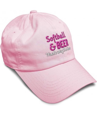 Soft Baseball Cap Softball & Beer That's Why I'm Here Cotton Dad Hats for Men & Women Soft Pink $12.18 Baseball Caps